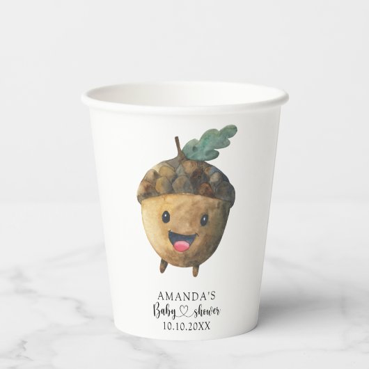 Herfst cartoon eikel Baby shower Papieren Bekers (Achterkant)