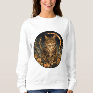 Herfst Cat Moon Golden Flowers Trui