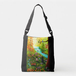 Herfst Cats Waterfall Creek Trees Crossbody Tas