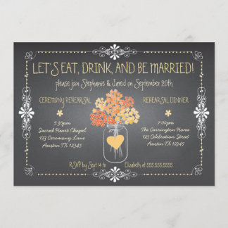 Herfst Chalkboard Wedding Repetitie Mason Jar Kaart