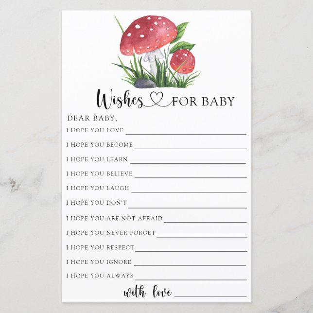 Herfst champignons Baby shower Wensen voor baby (Voorkant)