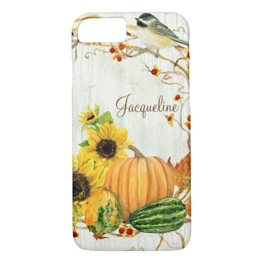 Herfst Chickadee Sunflower Pumpkin Bitterbitter Le Case-Mate iPhone Case (Achterkant)