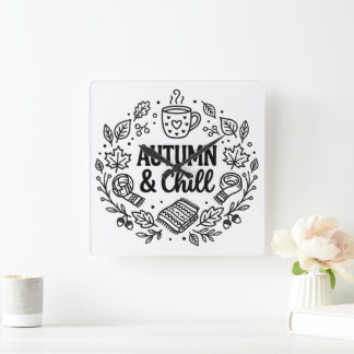 Herfst & Chillen | Gezellige Herfst Handlettering Vierkante Klok