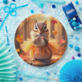 Herfst Chipmunk met Tutu en Hart Papieren Bordje (Feest)