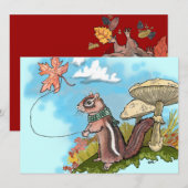 Herfst Chipmunk~ nodigt uit Kaart (Voorkant / Achterkant)