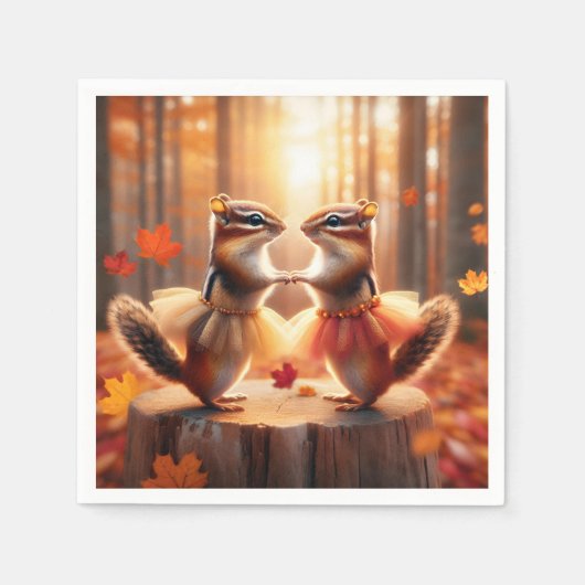 Herfst Chipmunks dansen Servet (Voorkant)