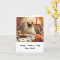 Herfst chique Siamese Kat gastvrouw kat bij het di