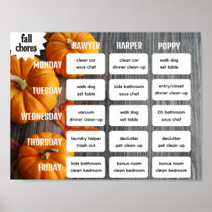 Herfst Chore Chart Poster