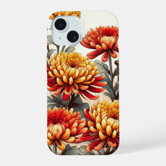 Herfst Chrysant Bloem Display iPhone 15 Hoesje