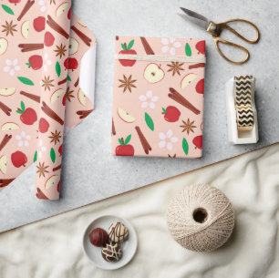 Herfst Cinnamon, Star Anise, Apple, Flower Seamles Cadeaupapier