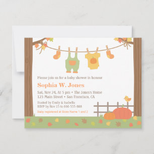 Herfst Clothes Baby Shower Invitations herfst Kaart