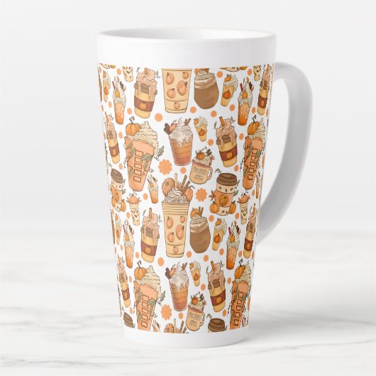 Herfst Coffee Latte Pumpkin Patroon Latte Mok (Rechterhoek)