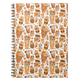 Herfst Coffee Latte Pumpkin Patroon Notitieboek
