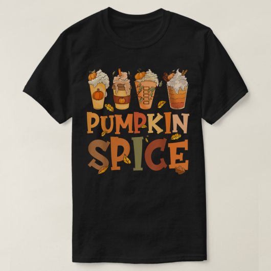 Herfst Coffee Pumpkin — Latte Design Autumn-Zeeen T-shirt (Design voorkant)