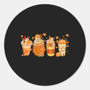 Herfst Coffee Pumpkin Spice Latte Drink herfst dan Ronde Sticker