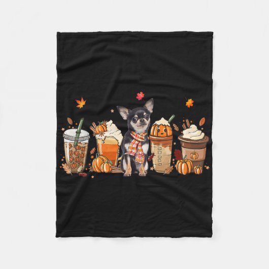 Herfst Coffee Pumpkin Spice Latte Iced Autumn Chih Fleece Deken (Voorkant)