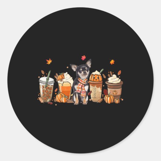 Herfst Coffee Pumpkin Spice Latte Iced Autumn Chih Ronde Sticker (Voorkant)