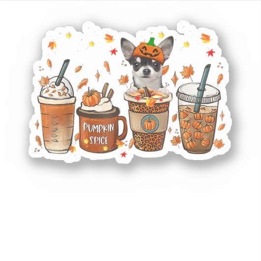 Herfst Coffee Pumpkin Spice Latte Iced Autumn Chih Sticker (Voorkant)
