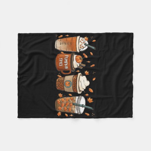 Herfst Coffee Pumpkin Spice Latte Warm Cozy Aut Fleece Deken (Voorkant (Horizontaal))