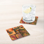 Herfst Collage Vierkante Kartonnen Onderzetter (Insitu)