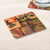 Herfst Collage Vierkante Kartonnen Onderzetter (Schuin)