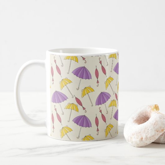 herfst | Colorful Rain Umbrella Pattern Koffiemok (Met donut)