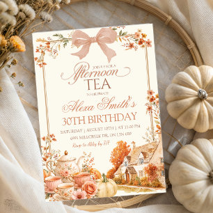 Herfst Coquette Afternoon Tea Party Verjaardag Kaart