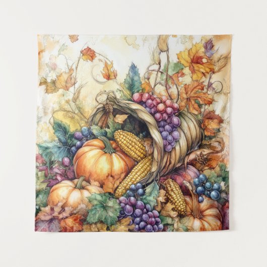Herfst Cornucopia Art Tapestry Wandkleed (Voorkant)
