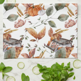 Herfst Cottage Farmhouse Thanksgiving Floral Pumpk Theedoek