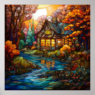 Herfst Cottage Poster