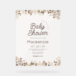 Herfst Cottagecore Floral Baby shower Acryl Bord