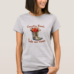 Herfst Cowboy Boots landwegen nemen me mee naar hu T-shirt