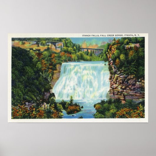 Herfst Creek Gorge Uitzicht, Ithaca Herfst Scene Poster (Voorkant)