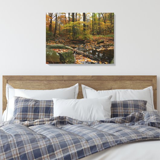 Herfst Creek met reflectie op Laurel Hill Park Canvas Afdruk (Insitu (Slaapkamer))