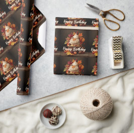 Herfst Cupcake met Kleurrijke Herfst bladeren Verj Cadeaupapier