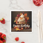 Herfst Cupcake met Kleurrijke Herfst bladeren Verj Servet (Insitu)