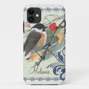 Herfst Cute Bird Sitting on Branch iPhone 11 Hoesje