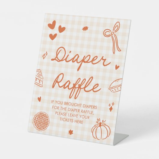 Herfst Cutie Pie Baby shower Luier Raffle Game Reclamebord Met Voetstuk (Voorkant)