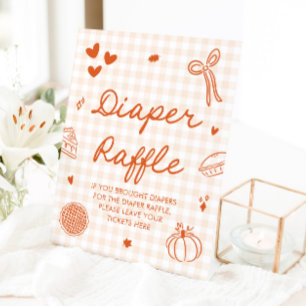 Herfst Cutie Pie Baby Shower Luier Raffle Spel Reclamebord Met Voetstuk