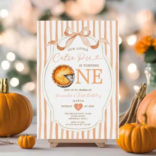 Herfst Cutie Pie Bow Ribbon Gingham Verjaardag Kaart