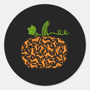 Herfst Dachshund Doxin Pumpkin Fun Halloween Dog L Ronde Sticker