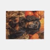 Herfst Dachshund Fleece Deken (Voorkant (Horizontaal))