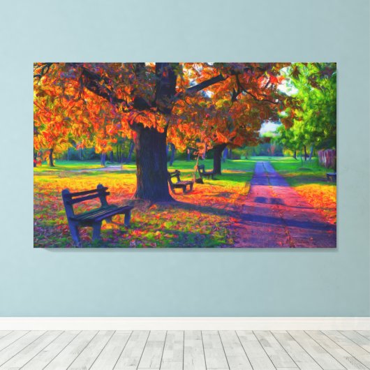 herfst dag in parkmuur canvas afdruk (Insitu (Houten vloer))