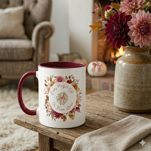 Herfst Dahlia Krans Schrift Pompoen Mok