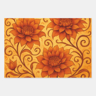 Herfst Dahlia Zonsopgang en -ondergang Inpakpapier Vel