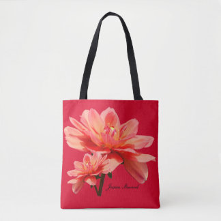 "Herfst Dahlias" Rood alles-over-druk schouder Tas