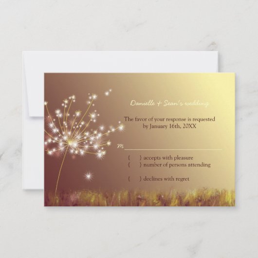 Herfst Dandelion Field Wedding RSVP Card (Voorkant)