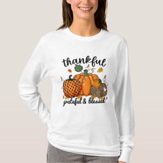 Herfst Dankbaar Dankbare Gezegende pompoenen girly T-shirt