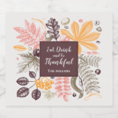 Herfst Dankdag Botanicals Sparkling Wijnetiket (Enkel label)