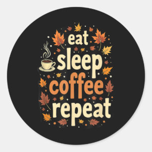 Herfst Dankzegingsdag Eten Slapen Koffie Herhalen Ronde Sticker